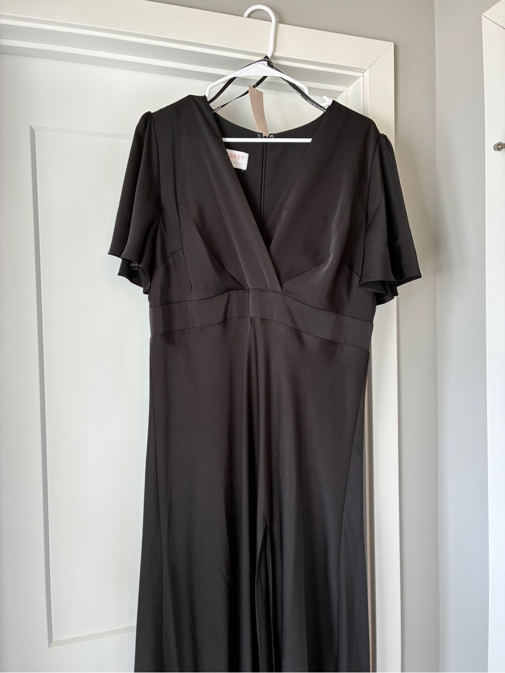 Birdy Grey Black Matte Satin Marni Bridesmaid Dress